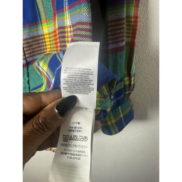 Polo Ralph Lauren Green/Blue Multi Plaid Flannel Button Down Shirt Size S Preppy - Picture 8 of 13